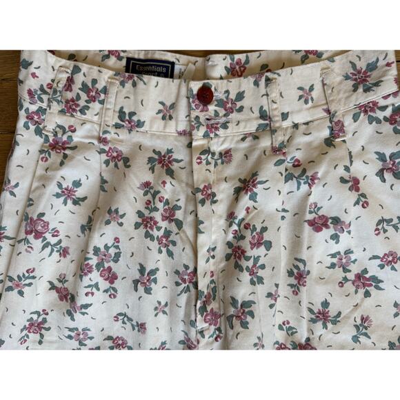 Vintage 90s Flower Print Pleated Pants Size 8/ 28 Waist - Picture 3 of 4